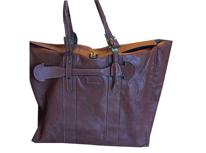 Mala de viagem Lancel em couro marrom