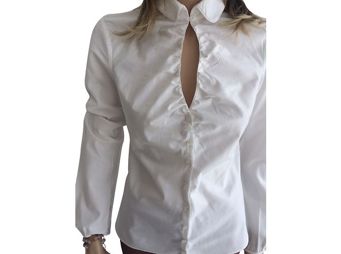 Blusa Hugo Boss bianca in cotone a maniche lunghe Bianco