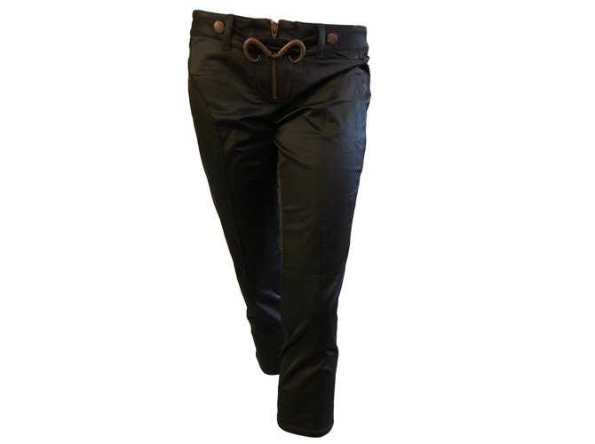 Just Cavalli Pants, leggings Black Cotton  ref.77824