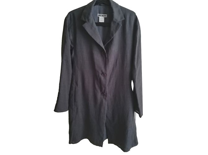 Issey Miyake Pleats Please Lange Jacke Grau