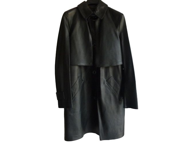 Sportmax Black Lamb Leather Coat