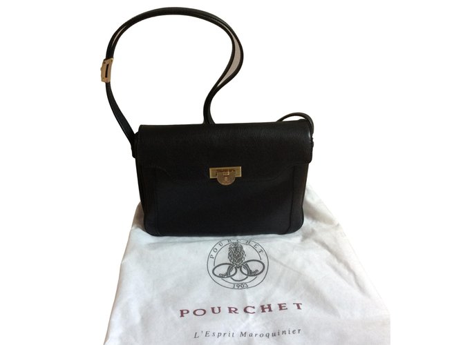 Autre Marque Bolsa Pourchet Preto Couro  ref.77917