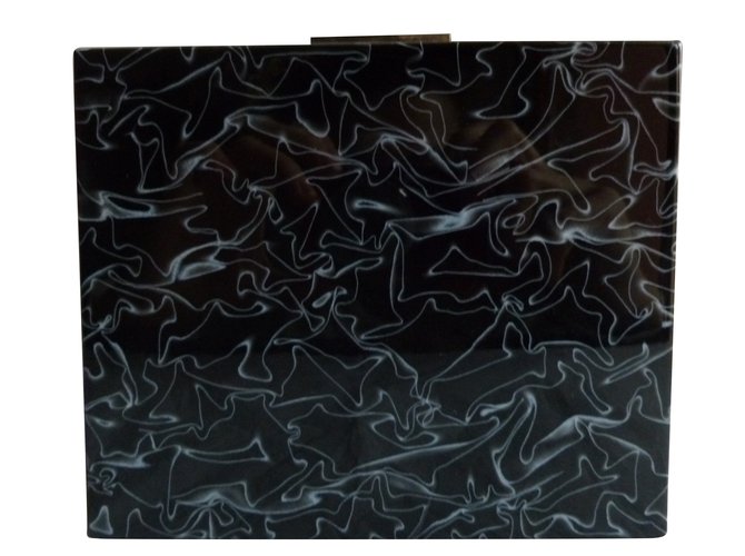 Zara Embrague Negro Metal Plástico  ref.77922