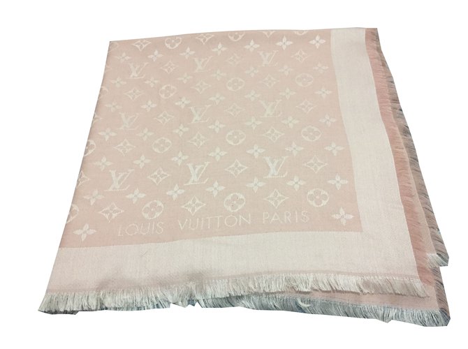 Louis Vuitton monogram stole Pink Wool  ref.77979