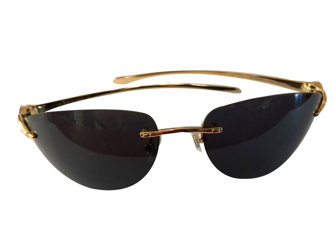 Cartier Oculos escuros Dourado Metal  ref.77989