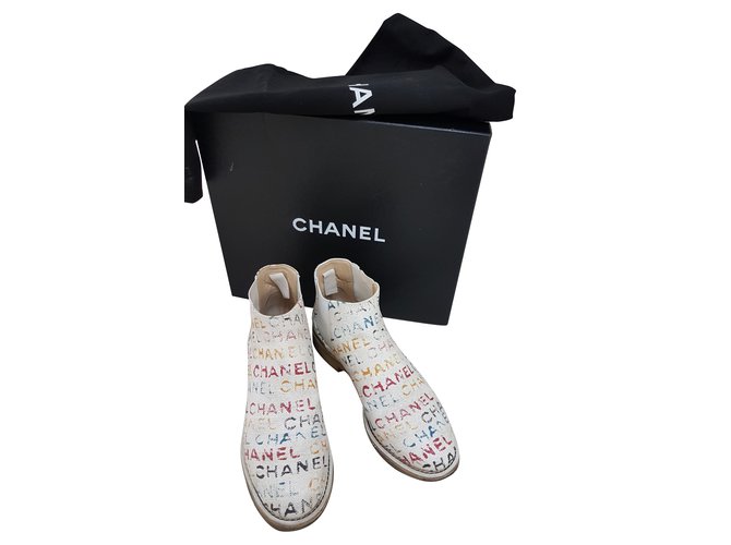 Chanel Botas de tornozelo Multicor Lona  ref.77993