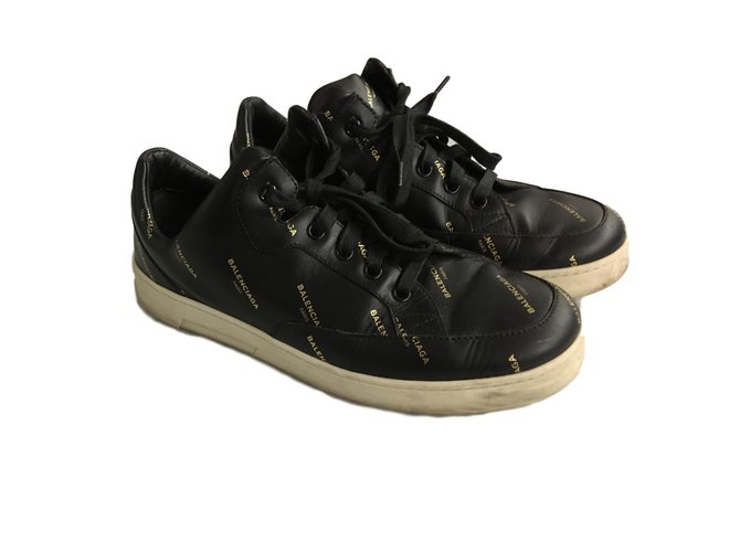 Balenciaga sneakers Black Golden Leather  ref.78030