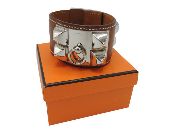 Hermès Armband Collier de Chien Karamell Leder  ref.78036