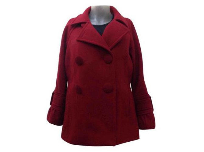 Gerard Darel Coats, Outerwear Red Dark red Cashmere Wool  ref.78038