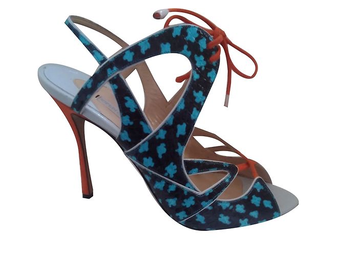 Sandali Peep Toe Nicholas Kirkwood in Python Multicolore
