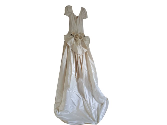 Christian Dior abito da sposa Crema Seta  ref.78110