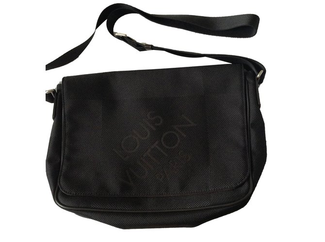 Louis Vuitton Bags Briefcases Black Leather Cloth  ref.78129