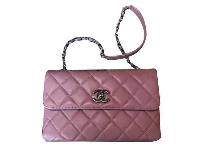 Chanel Bolsas Rosa Couro  ref.78134