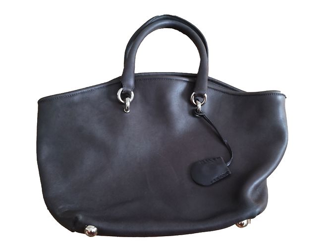 Vanessa Bruno Leder Handtasche Anthrazit Anthrazitgrau
