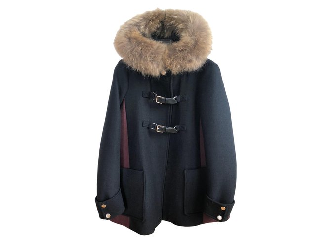 Maje Coats, Outerwear Black Wool  ref.78187