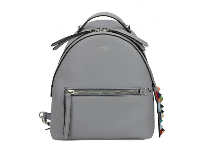 Fendi backpack Grey Leather  ref.78242