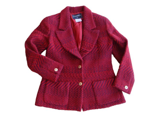 Chanel Jacken Rot Bordeaux Wolle  ref.78315