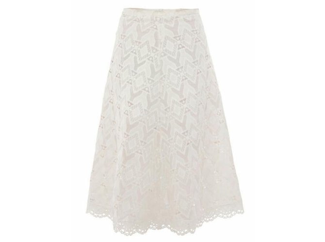 Maje JONQUILLE Skirt White Cream Cotton Polyester  ref.78319