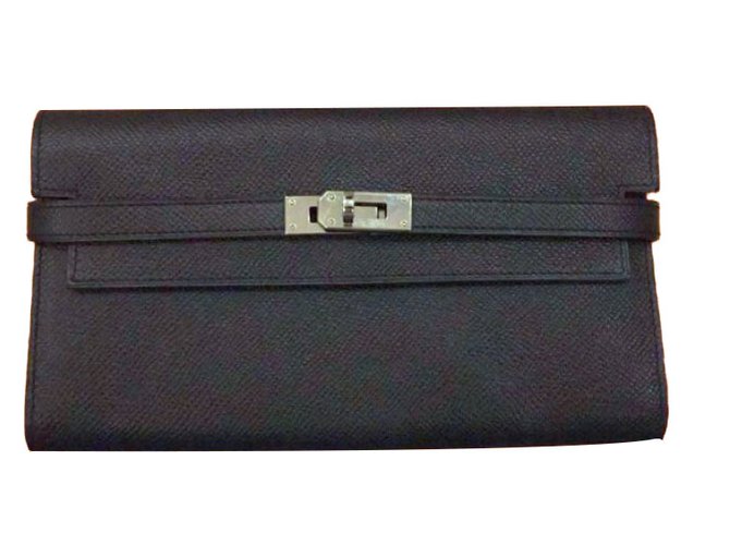 Kelly Hermès wallets Black Leather  ref.78448