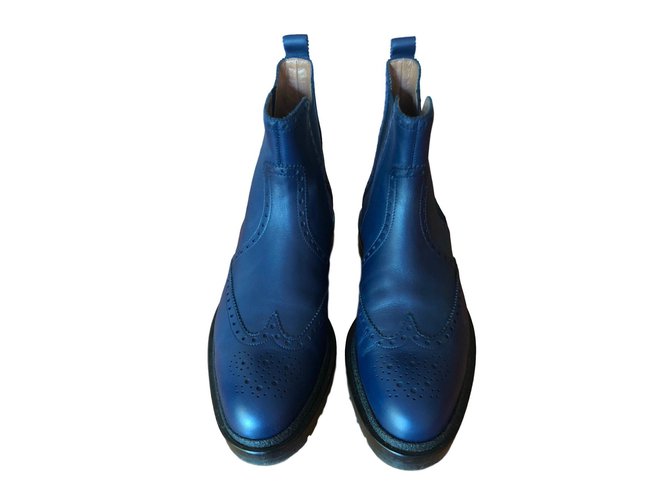 Hermès Botas de tornozelo Azul marinho Couro  ref.78513