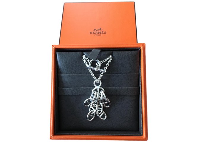 Hermès Long necklaces Silvery Silver  ref.78514