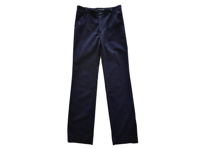 Balenciaga Pantaloni, ghette Blu navy Cotone  ref.78524