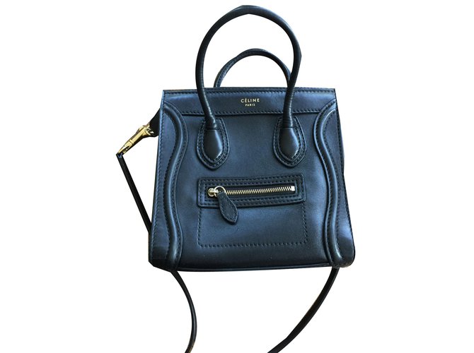 Céline Bagagem Nano Preto Couro  ref.78538