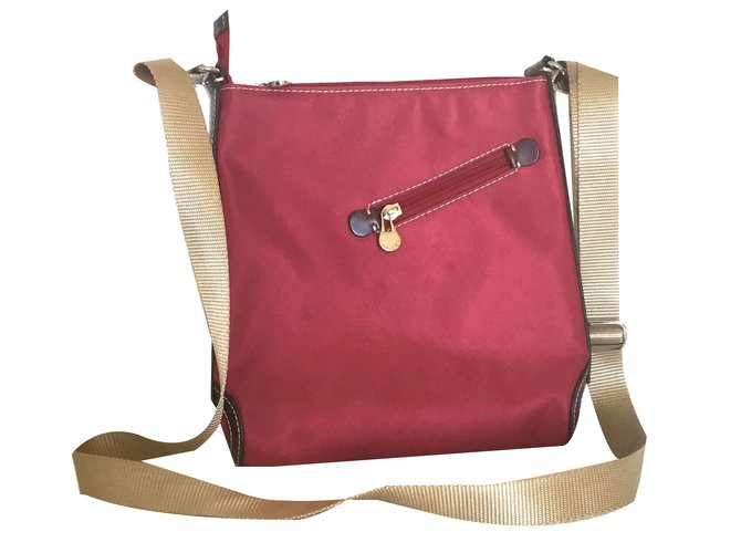 Lancel Handtaschen Rot Bordeaux Leder Nylon  ref.78580