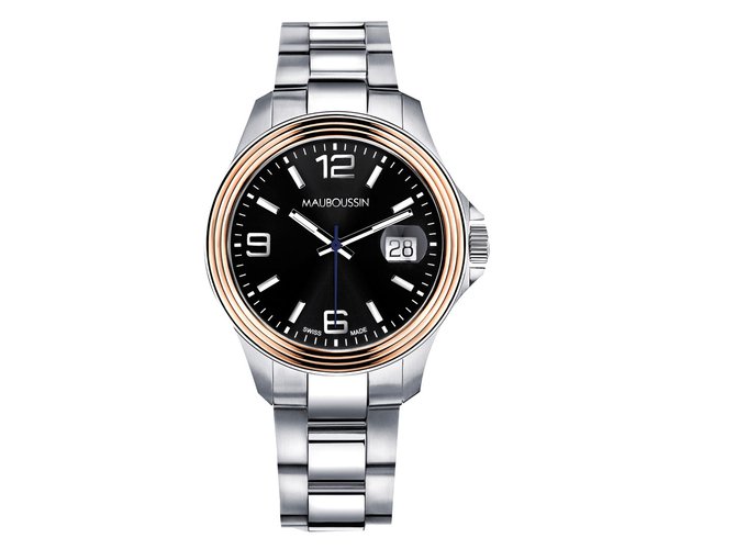Mauboussin Men's Watch  "Homme d'Audace",  40MM, Steel and Rose Gold Silvery Pink gold  ref.78639