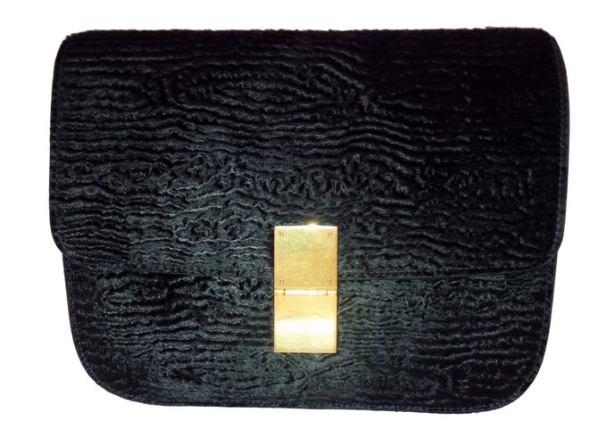 Céline Classic Box in Astrakhan Stamped Pony calf leather Black  ref.78643