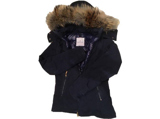 Moncler Coats, Outerwear Navy blue Polyamide  ref.78652