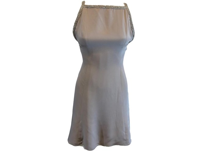 Azzaro Dress Grey Taupe Silk  ref.78713