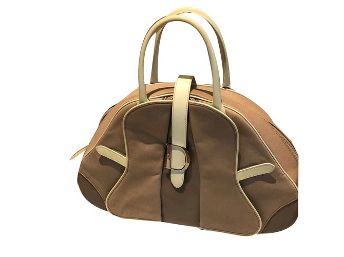 Christian Dior Saddle Bag Toile Beige  ref.78723