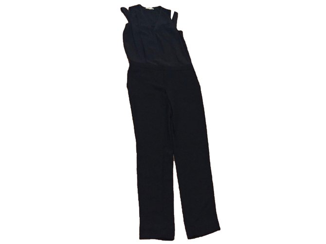 Maje Jumpsuits Black Silk Polyester Viscose  ref.78737