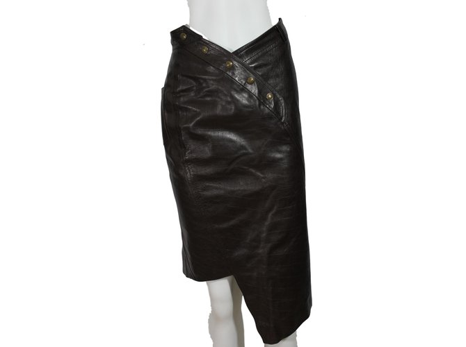 Christian Dior leather skirt Brown  ref.78767