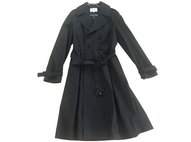 Claudie Pierlot Trench coats Black Cotton Elastane  ref.78797