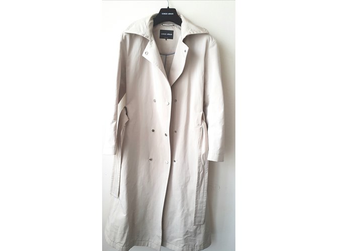 Giorgio Armani Trench coats Beige Cotton  ref.78831
