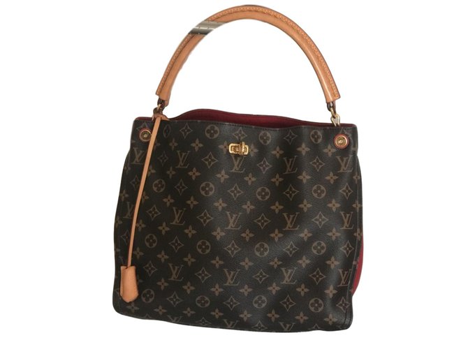 Louis Vuitton Handbags Brown Red Leather  ref.78912