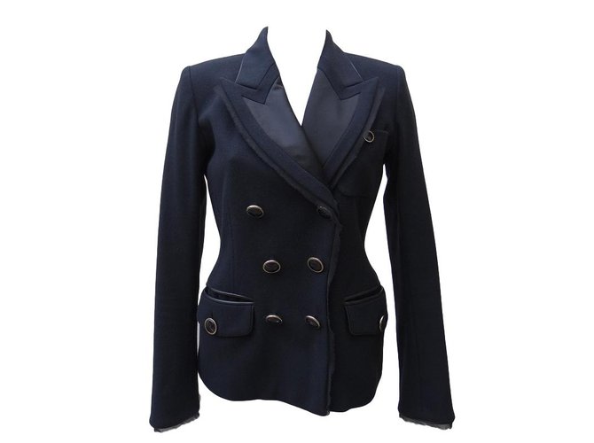 Barbara Bui Jackets Black Leather Silk Cashmere Wool  ref.78918