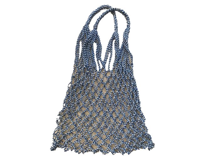 Céline bolsa de red de pesca Azul Algodón  ref.78950