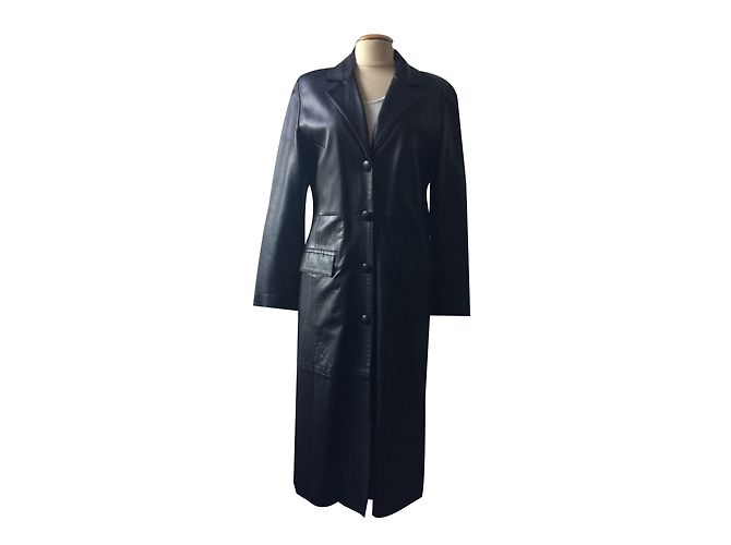 Autre Marque Schwarzer Leder Mantel
