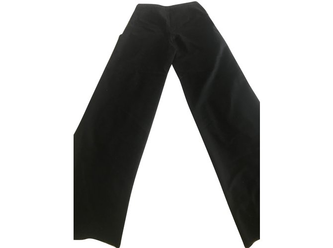 Chanel Pantalones, polainas Negro Algodón  ref.79025
