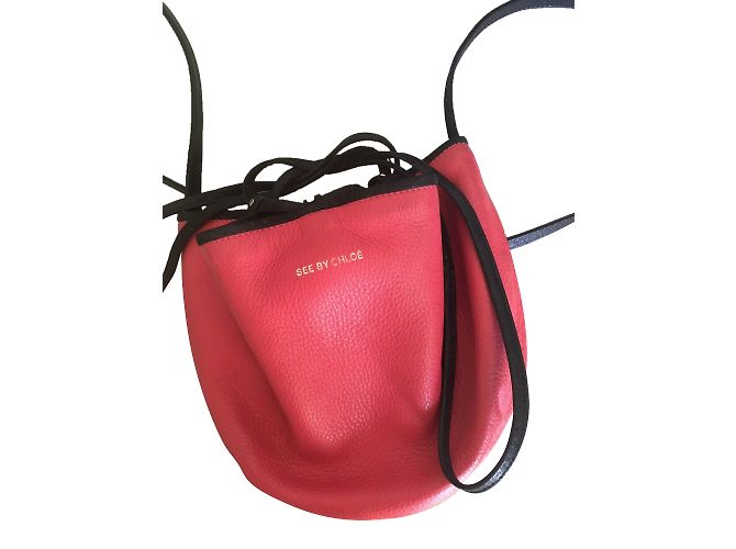 Borsa Satchel See by Chloé in Pelle Rosa Arancio