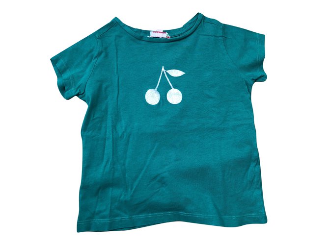 Bonpoint Tops Tees Green Cotton  ref.79082