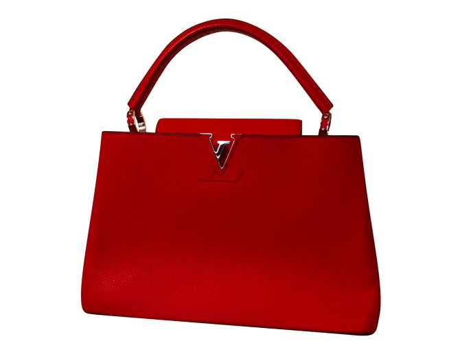 Capucines Louis Vuitton Handbags Red Leather  ref.79112