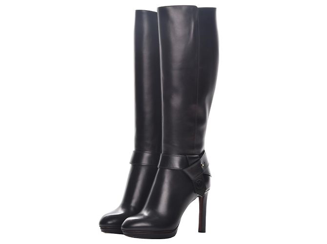 Louis Vuitton Botas altas negras de piel 37 Negro