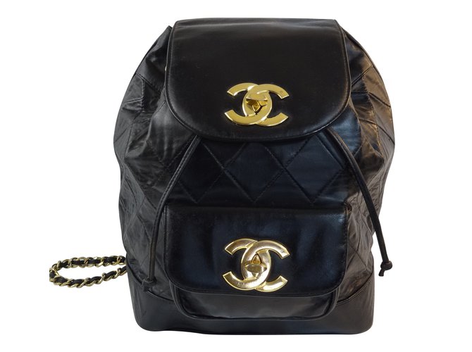 Chanel Backpacks Black Leather  ref.79171