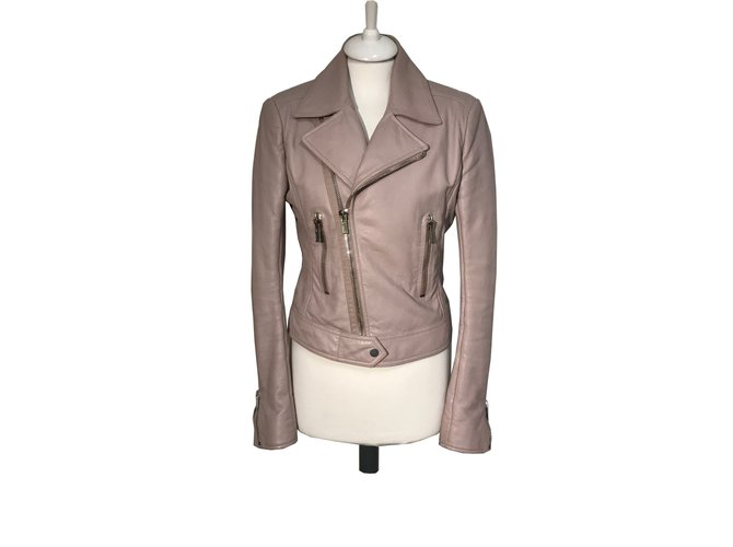 Balenciaga leather  biker jacket Pink Lambskin  ref.79305