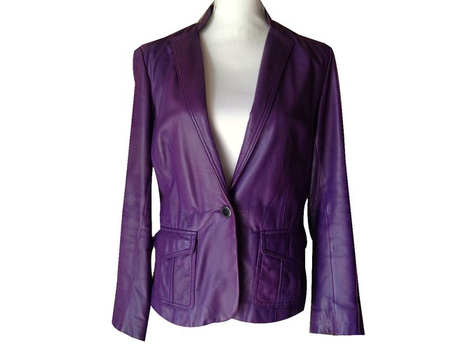 Jean Paul Gaultier Jackets Purple Leather  ref.79313