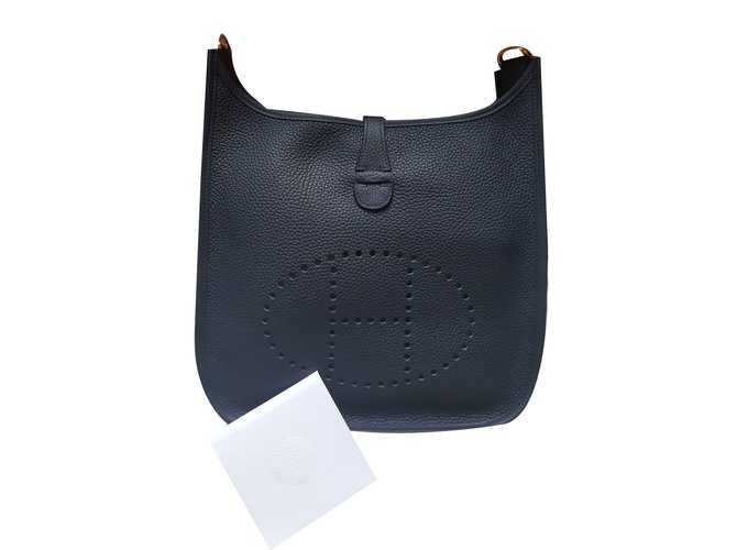 Hermès Handbags Navy blue Leather  ref.79379